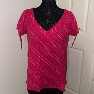 EUC—Roxy Pink with Stripes Short Sleeve—Size XL